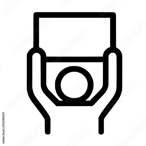 Simple Outline Holding Signboard Above Head, Raising Protest Symbol Icon
