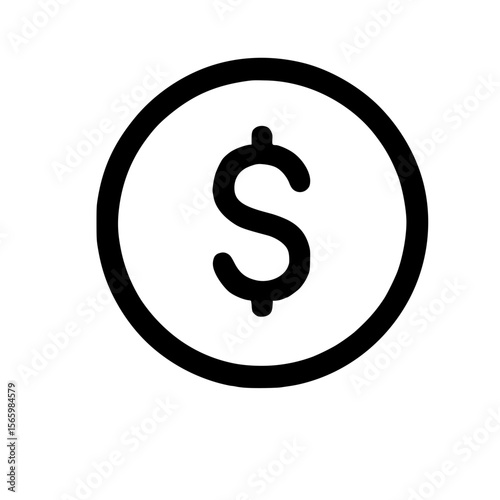 Line Art Coin Currency Dollar Finance Icon Symbol Graphic Element