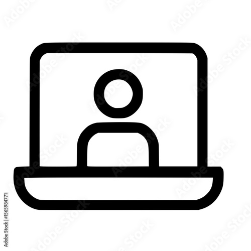 Simple Outline Laptop User Interface Profile Online Communication Icon