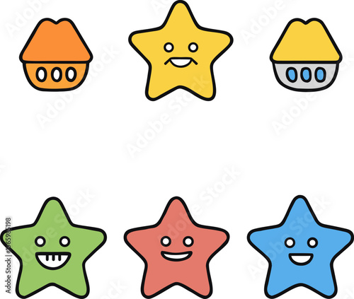 Flat design illustration featuring a grid of six cartoonish characters