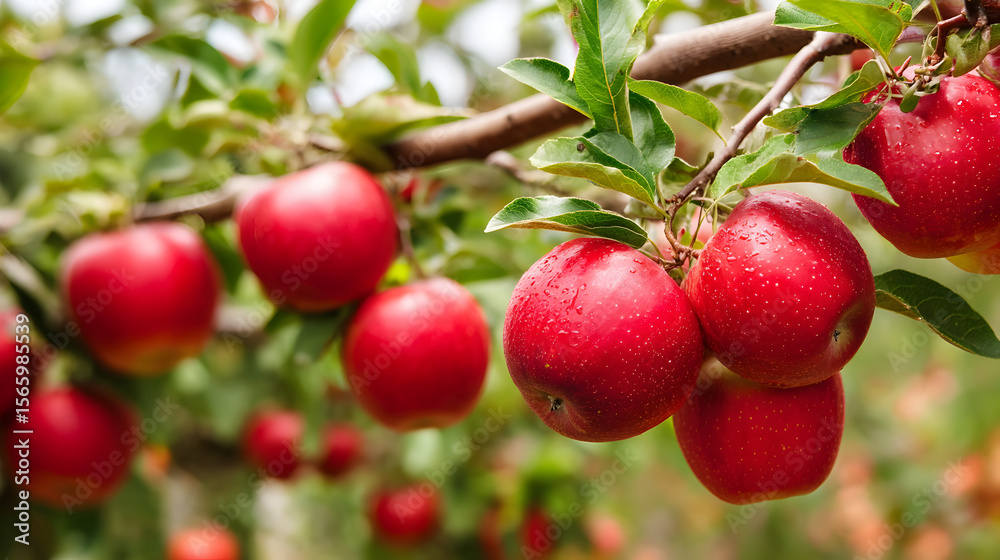 Juicy cherry fruits in orchard garden Juicy cherry fruits in orchard garden