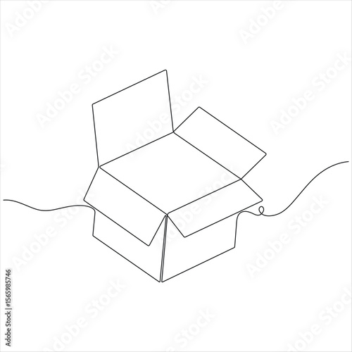 One continuous line drawing of a Cardboard Box minimalist Parcel and Courier delivery concept vector illustration