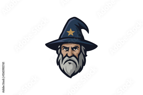 Collection of Wizard Head Logo Designs Isolated Pro vector on white background.02