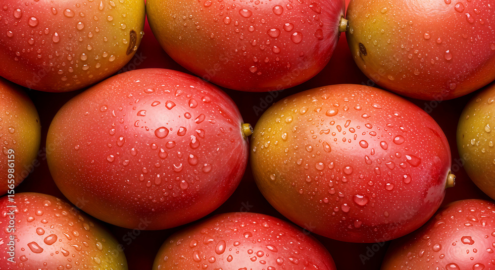 Fresh Ripe Mangoes with Water Drops – Vibrant Close-Up of Tropical Fruit Fresh Ripe Mangoes with Water Drops – Vibrant Close-Up of Tropical Fruit