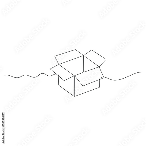 One continuous line drawing of a Cardboard Box minimalist Parcel and Courier delivery concept vector illustration