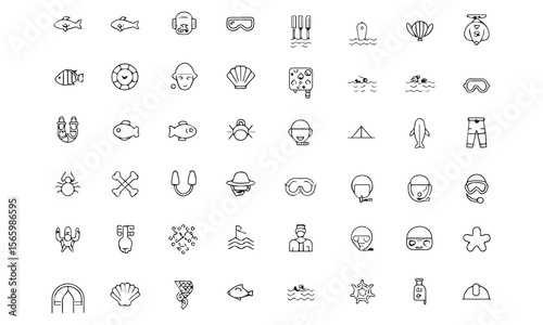 Water line icon set