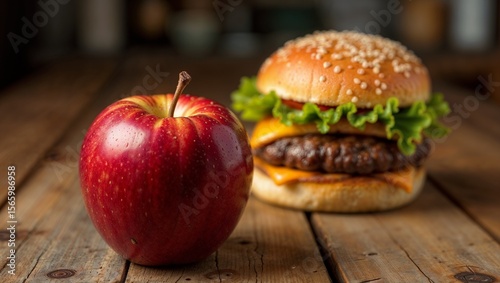 apple and hamburger