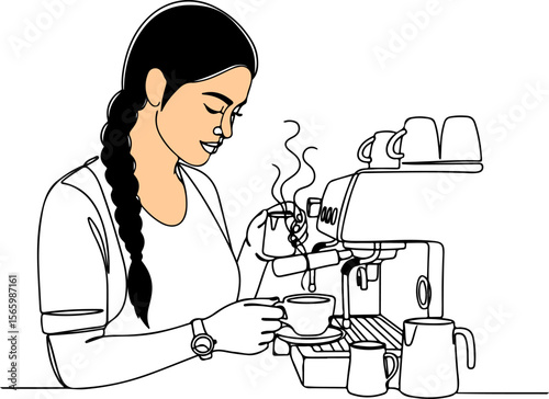 Barista Making Coffee with Espresso Machine