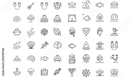Water line icon set