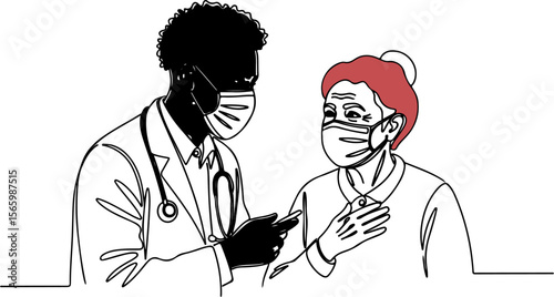 Doctor Communicating with Elderly Patient – Health and Compassion Illustration