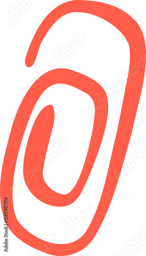 Red Paperclip PNG, Hand Drawn Office Supply Clipart, Minimal School Stationery Element, Simple Doodle Paper Clip Illustration

