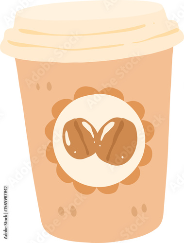 Iced Coffee Cup PNG, Cute Coffee To-Go Clipart, Kawaii Cafe Drink Illustration, Pastel Coffee Aesthetic, Coffee Bean Art Element

