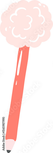 Fluffy Pom Pom Pen Clipart PNG, Cute Kawaii Stationery Illustration, Pastel Pink School Supply, Fun Writing Tool Decor

