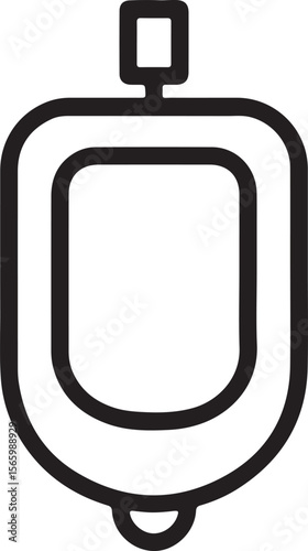 Simple black and white outline drawing of a urinal toilet bathroom fixture