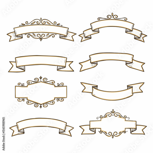 set of vintage labels and banners