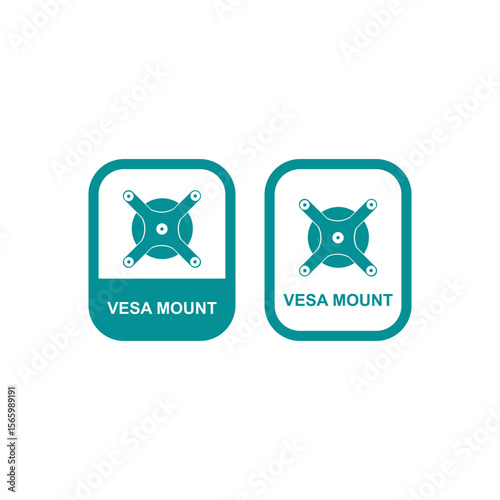 VESA mount icon, ideal for monitors, TVs, and display mounting solutions. Clean, simple vector design for product labeling.
