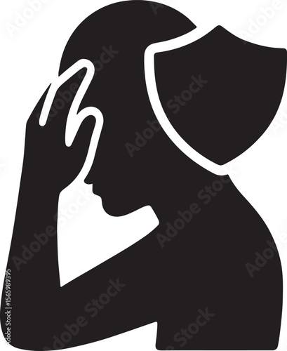 Silhouette of a person resting head in hand representing mental fatigue, burnout, stress, and emotional exhaustion.