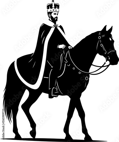 Silhouette Vector of a King Riding a Horse