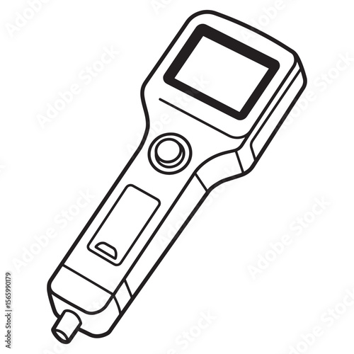 Digital temperature gun thermometer tool simple black and white illustration design