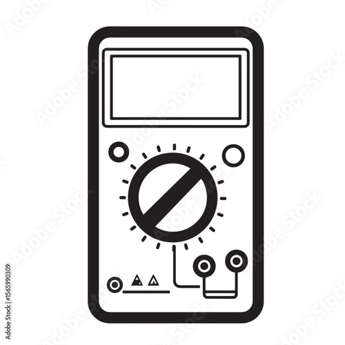 Flat design illustration of a digital multimeter for electrical measurement and diagnostics