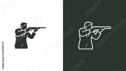 Professional shooter silhouette logo in minimalist vector style, generative ai