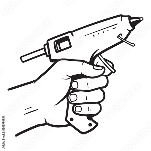 Hand holding a glue gun ready to start a diy crafting or repair project