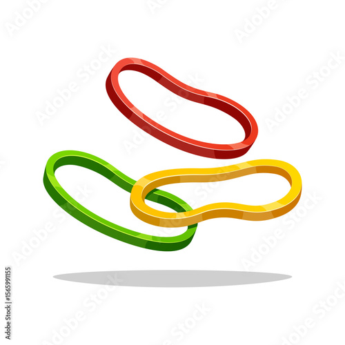 Rubber bands isolated on white background.