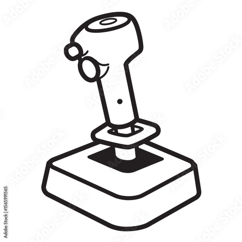 Illustration of a simple black and white joystick for gaming or controlling computer systems