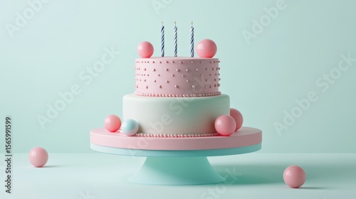 Colorful birthday celebration background with festive decorations, balloons, birthday cake, party hats, confetti, and candles, perfect for invitations, greeting cards, banners, and joyful event promot