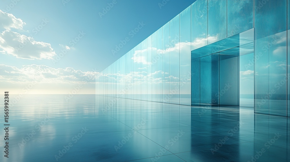custom made wallpaper toronto digitalAbstract Futuristic Skyscraper 3D Perspective: Blue Glass Modern Architecture Urban Background for Office Design and Commercial Hub