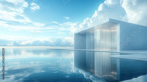 Wallpaper Mural Abstract Futuristic Skyscraper 3D Perspective: Blue Glass Modern Architecture Urban Background for Office Design and Commercial Hub Torontodigital.ca