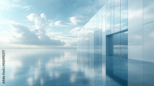 Wallpaper Mural Abstract Futuristic Skyscraper 3D Perspective: Blue Glass Modern Architecture Urban Background for Office Design and Commercial Hub Torontodigital.ca