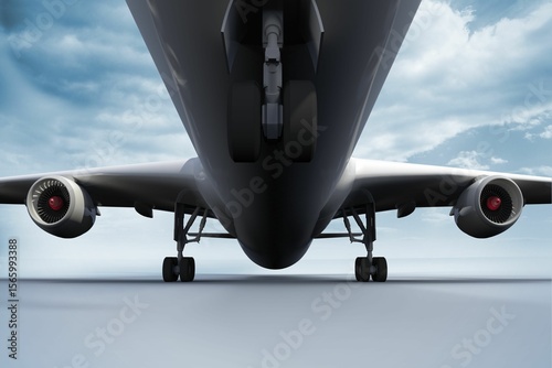 3D plane standing on white ground