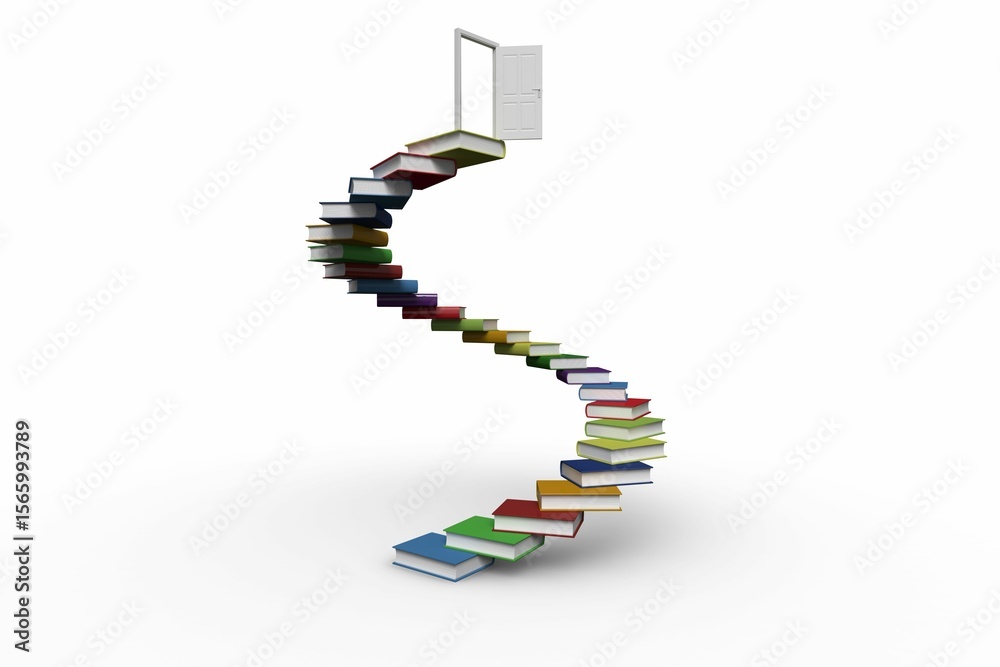 Obraz premium Steps made out of books with open door