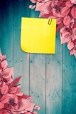 Autumn leaves with yellow note