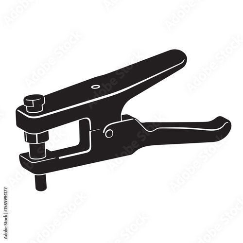 Vector illustration of a black punch plier hand tool for crafting and repairs