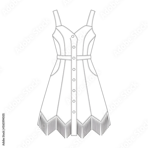 vector illustration of a suede dress coloring page