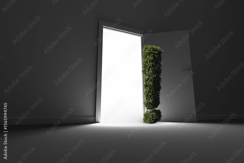 Obraz premium Exclamation mark shaped topiary at doorway