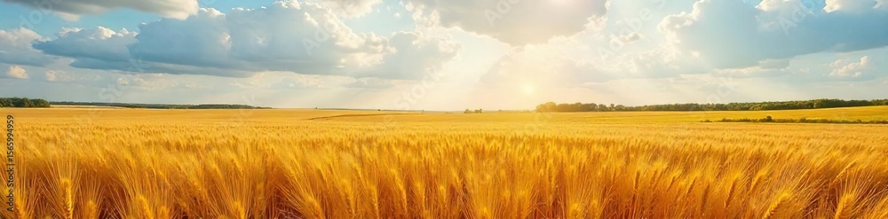 Obraz premium Golden Wheat Field Under Vast Canadian Sky A Bountiful Autumn Harvest Scene