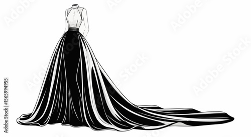 hand drawn vector illustration of a fashion dress