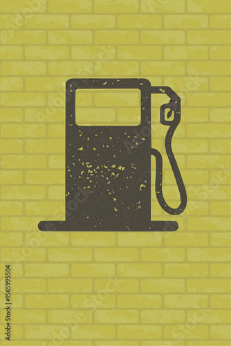 old gas pump on brick wall