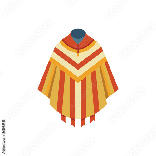 Striped Poncho Colorful Knitwear Design, Autumn Fashion