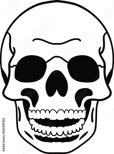 Detailed skull vector illustration with bold lines and dark shading, ideal for edgy designs, gothic artwork, biker themes, or tattoo-style graphics.