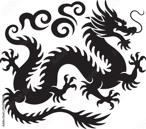 dragon, tattoo, vector, illustration, animal, lion, symbol, silhouette, heraldic, art, design, china, black, monster, bird, fantasy, decoration, mythology, griffin, asia, heraldry, medieval, emblem, t