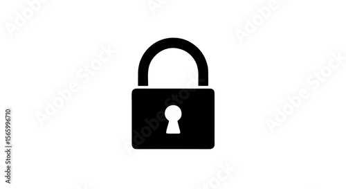 Digital Security Padlock Icon – Black and White Vector 