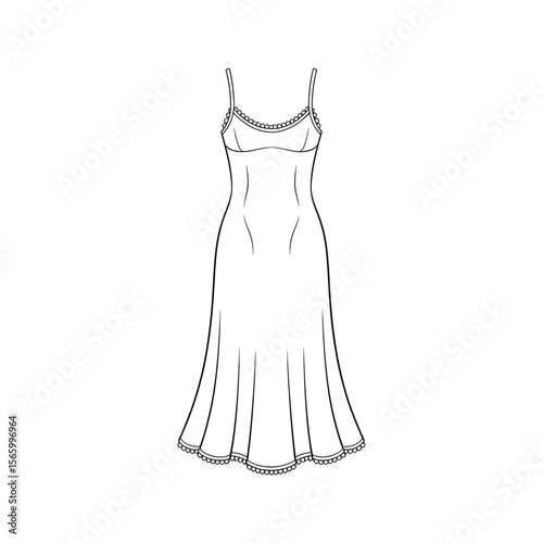 Slip dress illustration vector style coloring page 