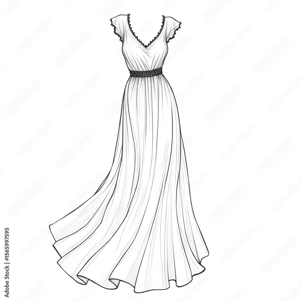 Fototapeta premium Shift dress coloring page white background 