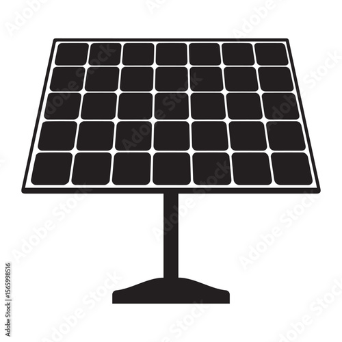 Solar Panel black icon silhouette line art vector flat illustration design on white background