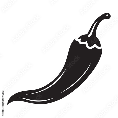 chili pepper black icon silhouette line art vector flat illustration design on white background