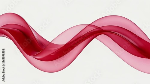 A red abstract wave flows smoothly isolated on white background